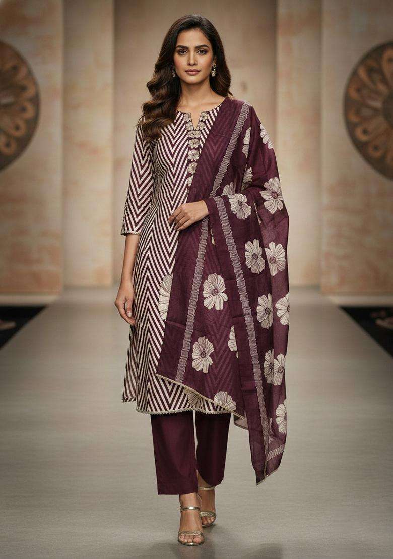 Multicolor Embroidery Silk Salwar Kameez - Indya