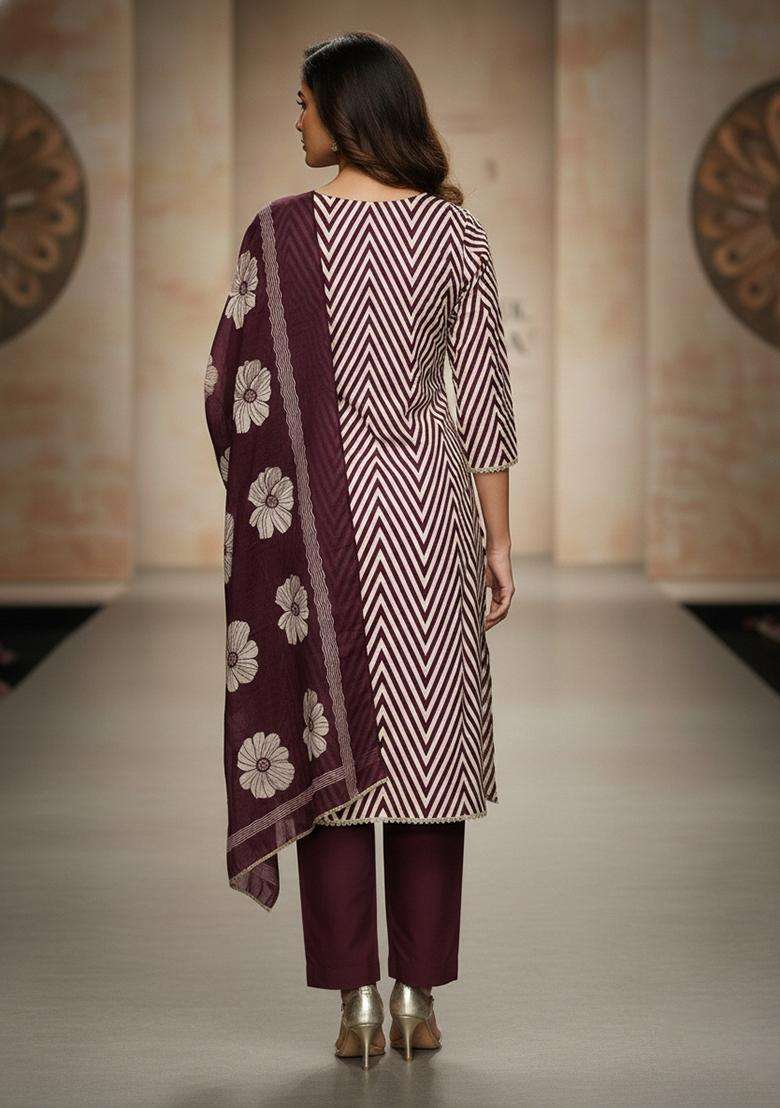 Multicolor Embroidery Silk Salwar Kameez - Indya