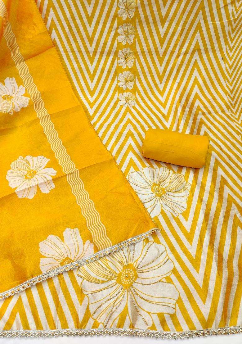 Multicolor Embroidery Silk Salwar Kameez - Indya