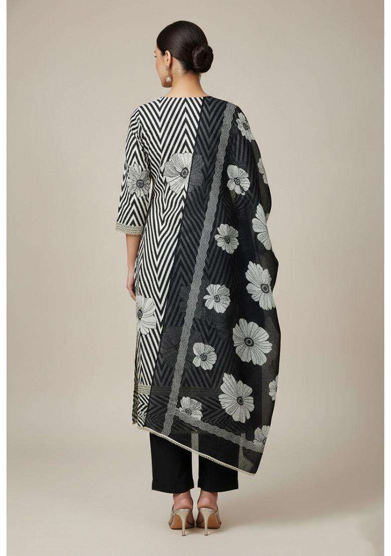 Multicolor Embroidery Silk Salwar Kameez - Indya