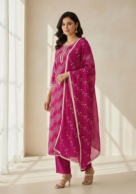 Pink Embroidery Cotton Salwar Kameez