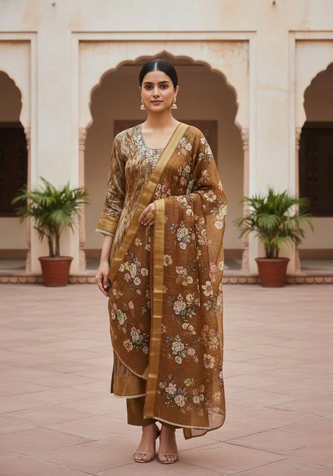 Multicolor Embroidery Silk Salwar Kameez