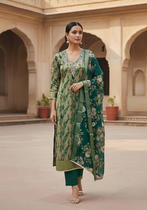 Multicolor Embroidery Silk Salwar Kameez