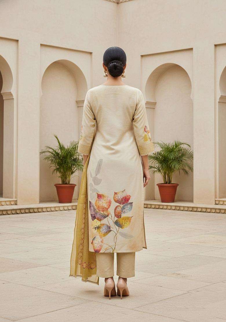 Multicolor Embroidery Cotton Salwar Kameez - Indya