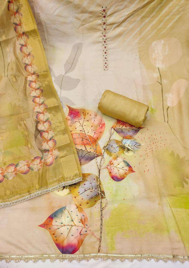 Multicolor Embroidery Cotton Salwar Kameez - Indya