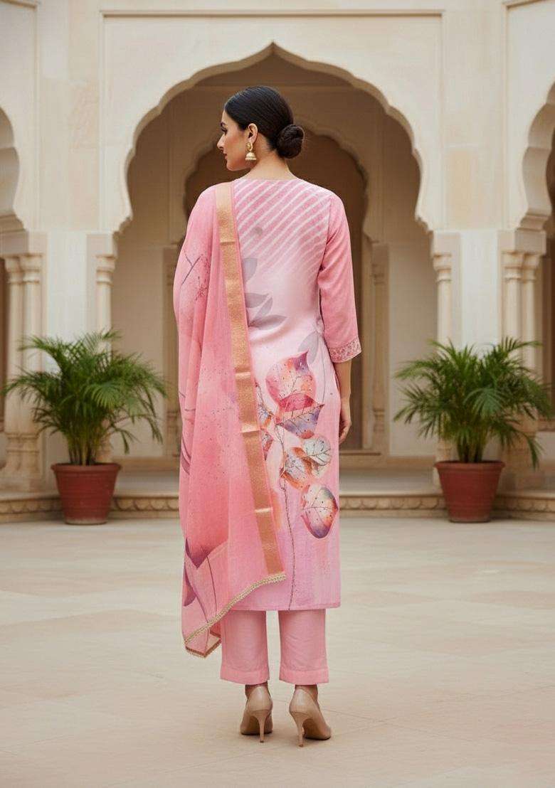 Multicolor Embroidery Cotton Salwar Kameez - Indya