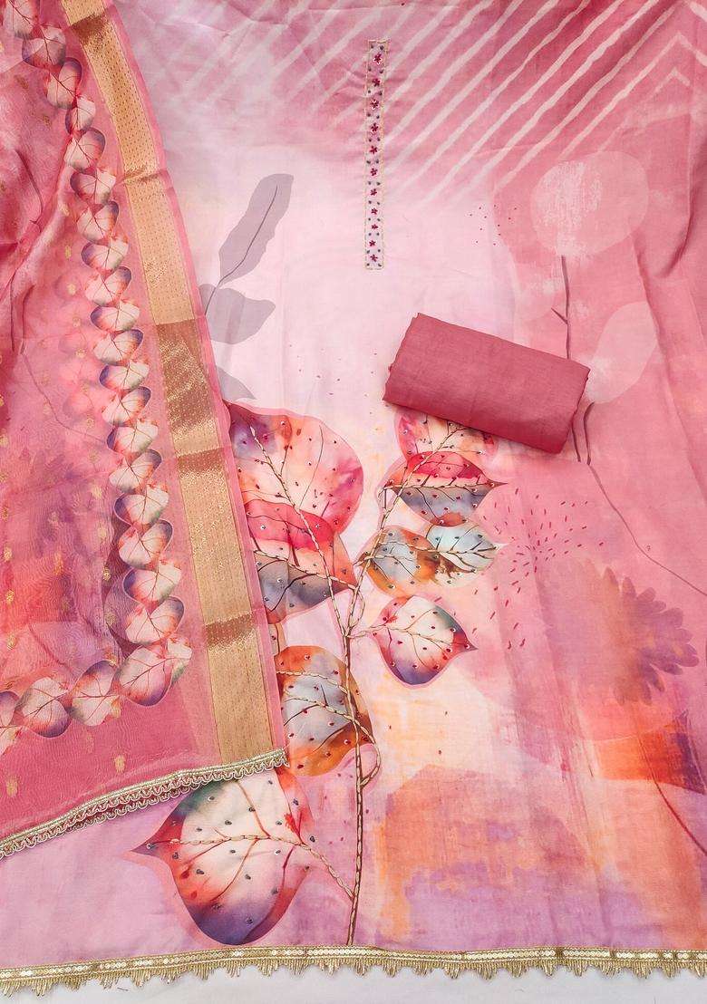Multicolor Embroidery Cotton Salwar Kameez - Indya