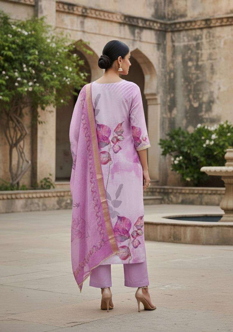 Multicolor Embroidery Cotton Salwar Kameez - Indya