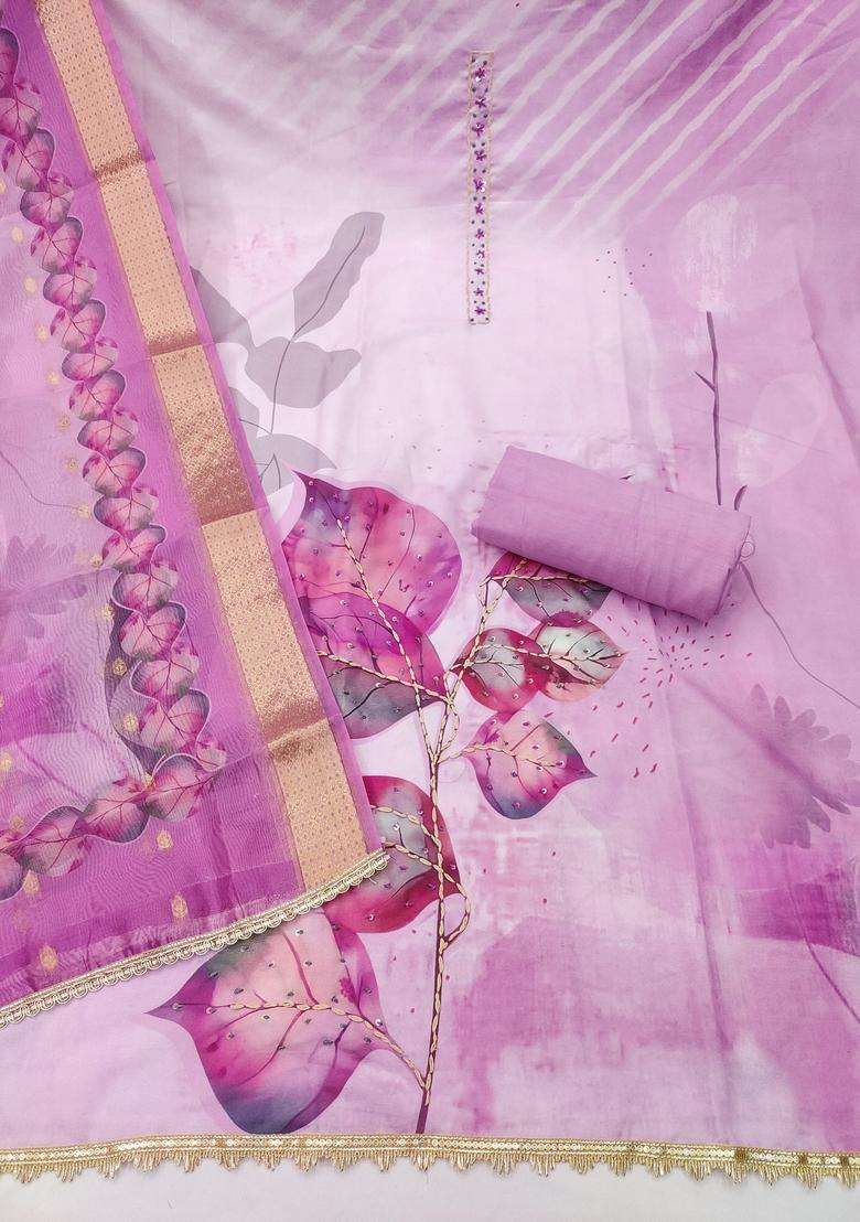 Multicolor Embroidery Cotton Salwar Kameez - Indya