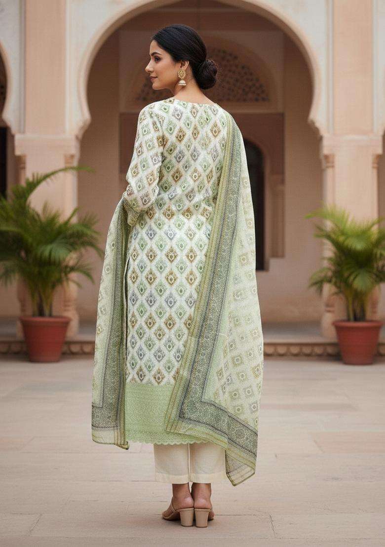 Multicolor Embroidery Cotton Salwar Kameez - Indya