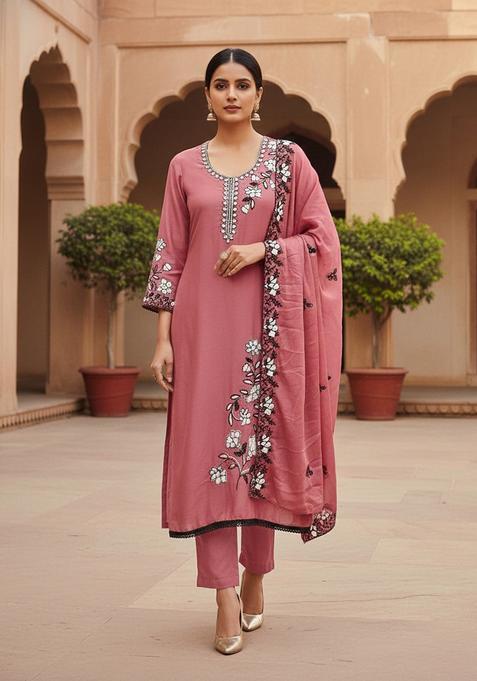 Pink Embroidery Georgette Salwar Kameez