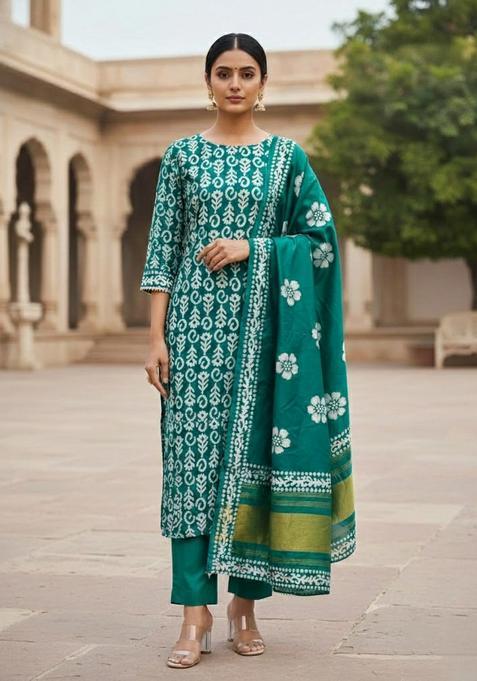 Sea Green Embroidery Silk Salwar Kameez