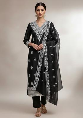 Black Embroidery Cotton Salwar Kameez