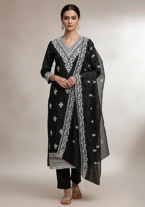 Black Embroidery Cotton Salwar Kameez