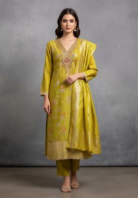 Light Green Embroidery Jacquard Salwar Kameez