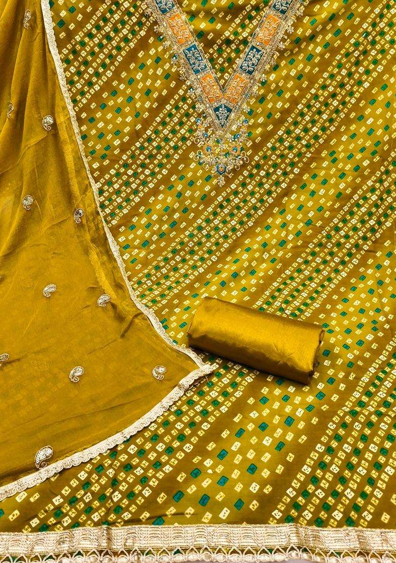 Green Embroidery Rayon Salwar Kameez - Indya