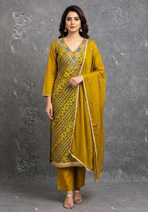 Green Embroidery Rayon Salwar Kameez