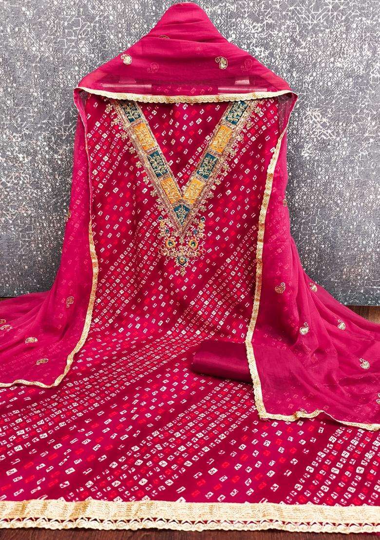 Pink Embroidery Rayon Salwar Kameez - Indya