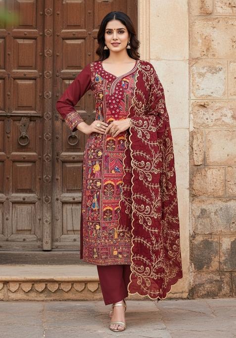Multicolor Embroidery Viscose Salwar Kameez