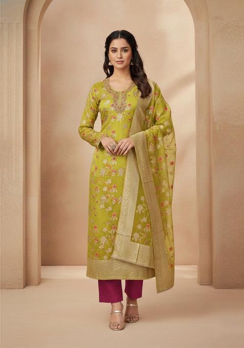 Yellow Embroidery Silk Salwar Kameez