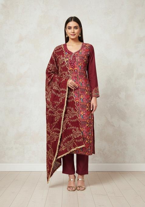 Multicolor Embroidery Viscose Salwar Kameez