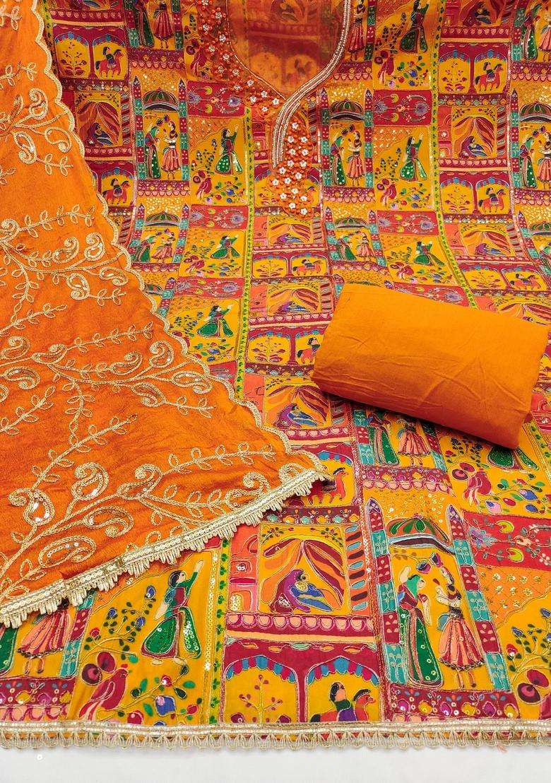 Multicolor Embroidery Viscose Salwar Kameez - Indya