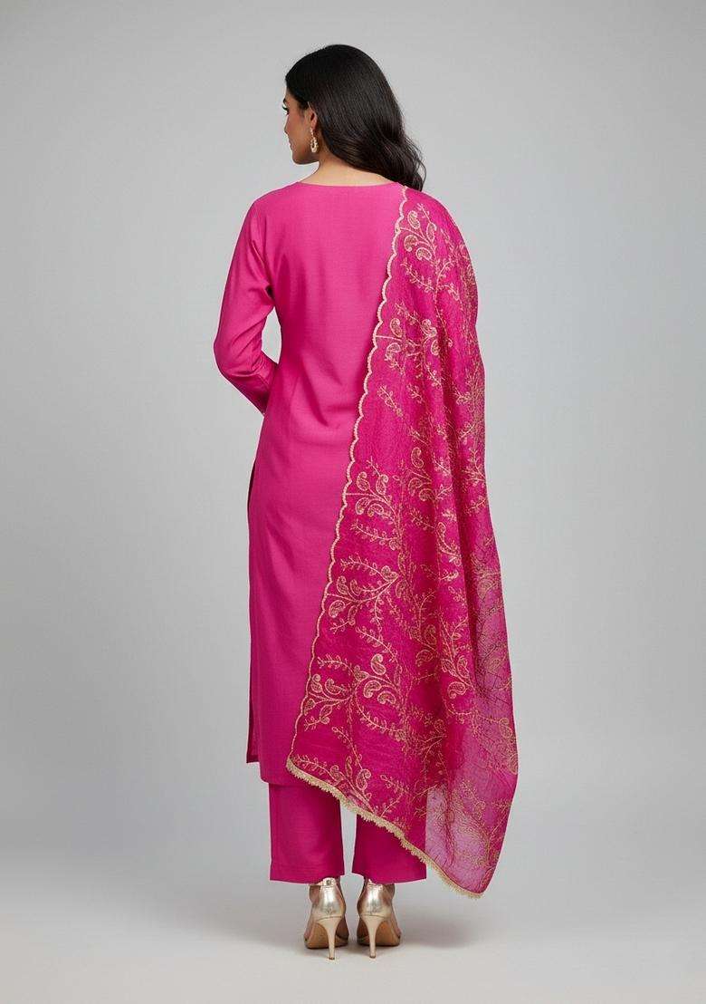 Multicolor Embroidery Viscose Salwar Kameez - Indya
