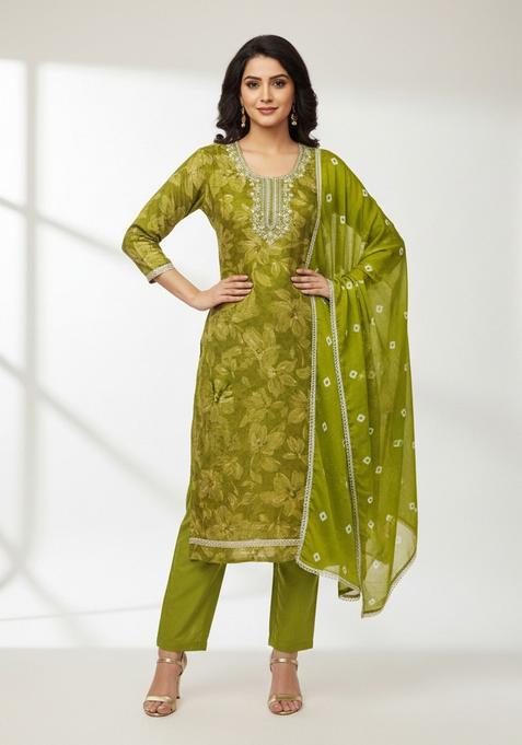 Green Embroidery Silk Salwar Kameez