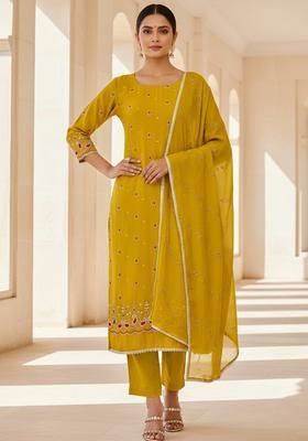 Light Green Embroidery Silk Salwar Kameez