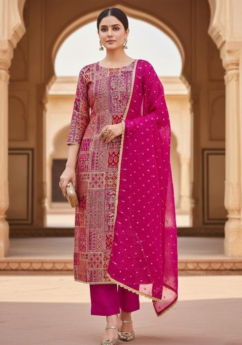 Multicolor Embroidery Silk Salwar Kameez