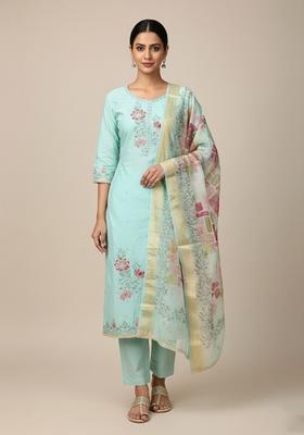 Mint Green Embroidery Silk Salwar Kameez
