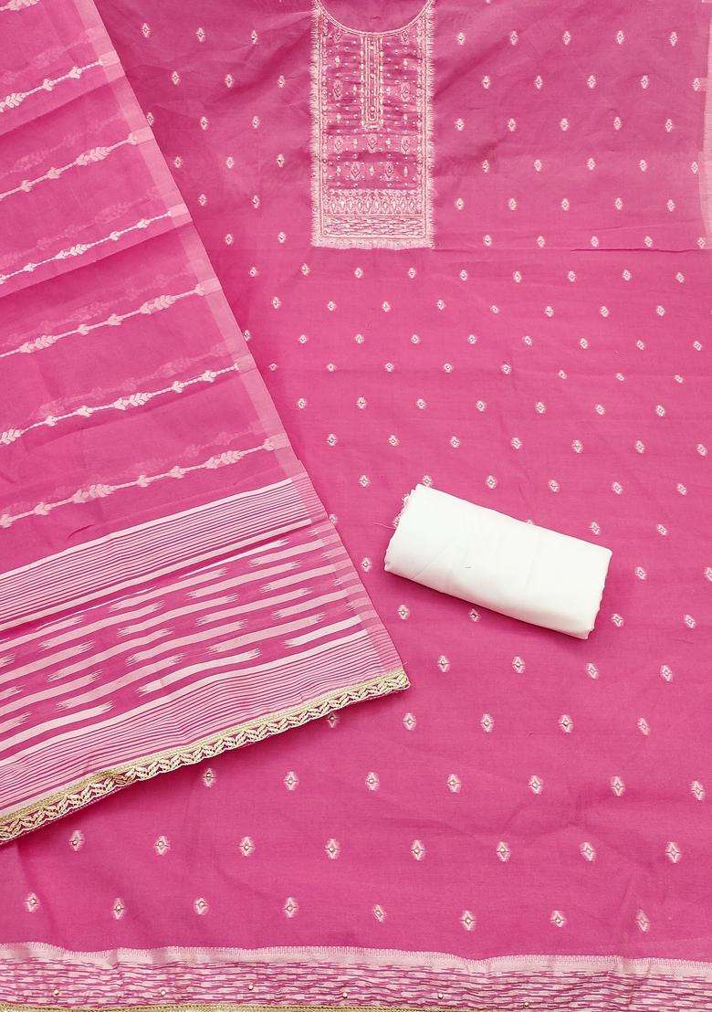 Pink Embroidery Silk Salwar Kameez - Indya