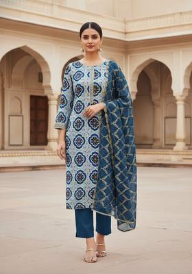 Multicolor Embroidery Silk Salwar Kameez