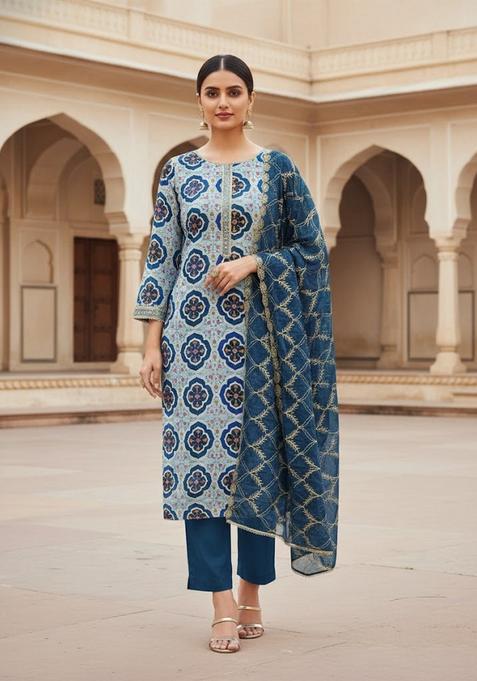 Multicolor Embroidery Silk Salwar Kameez