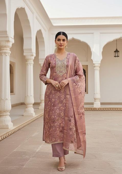 Purple Embroidery Viscose Salwar Kameez