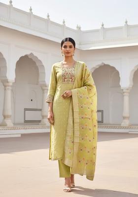 Light Green Embroidery Silk Salwar Kameez