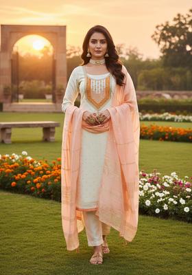Peach Embroidery Modal Salwar Kameez