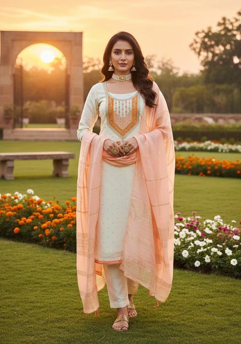 Peach Embroidery Modal Salwar Kameez