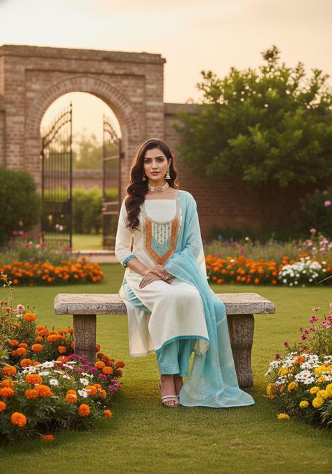 Sky Blue Embroidery Modal Salwar Kameez