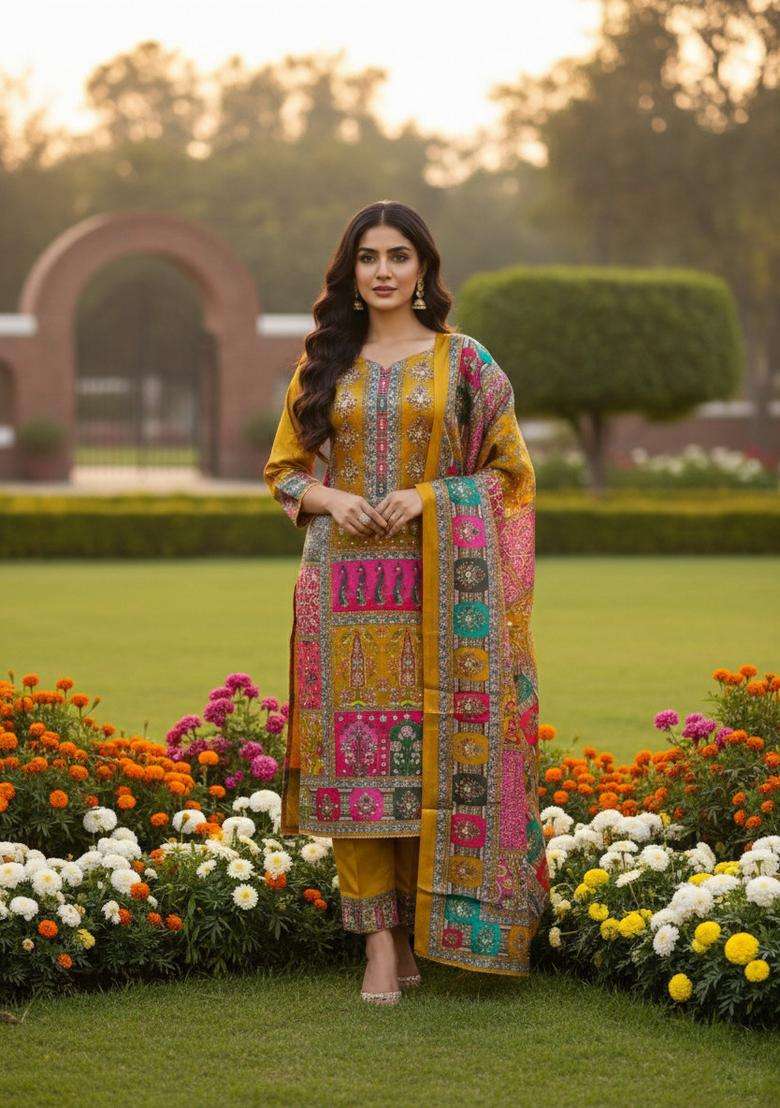 Multicolor Printed Modal Straight Kurta Set - Indya