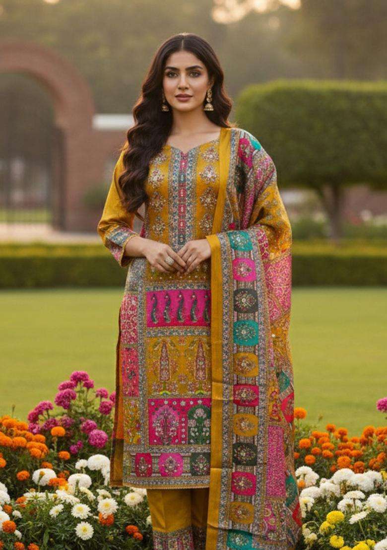 Multicolor Printed Modal Straight Kurta Set - Indya