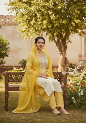 YELLOW Embroidery Jacquard Salwar Kameez