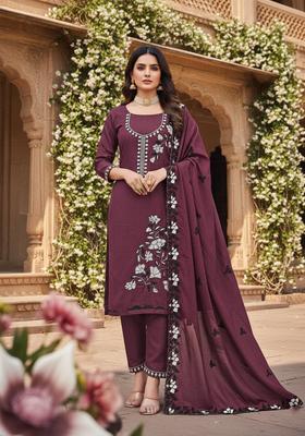BROWN Motif Georgette Salwar Kameez