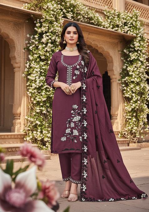 BROWN Motif Georgette Salwar Kameez