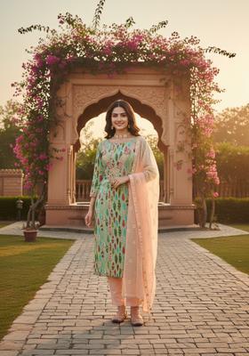 Multicolor Printed Cotton Salwar Kameez