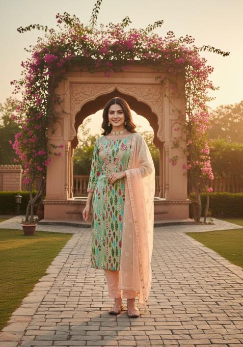 Multicolor Printed Cotton Salwar Kameez