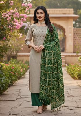Green Embroidery Silk Salwar Kameez