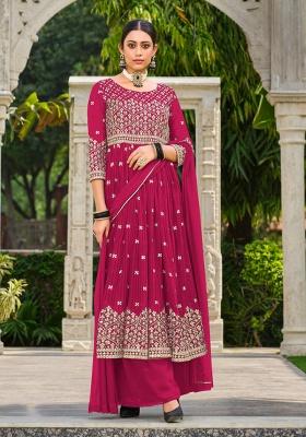 Red Sequence And Thread Work Georgette Kurta Set