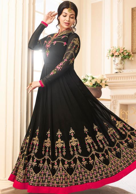 Black Embroidery Georgette Kurta Set