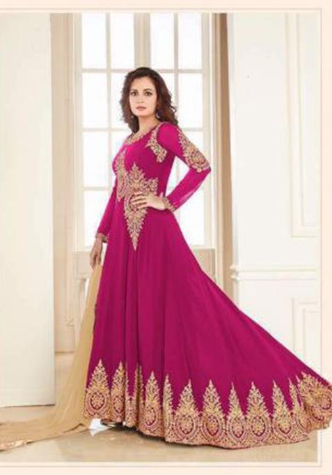 Pink Embroidery Georgette Kurta Set